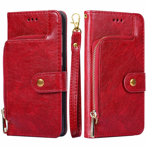 Luxury Magnetic PU Leather Case Zipper Lanyard Wallet Cover Phone Case For Google Pixel 3a - Red