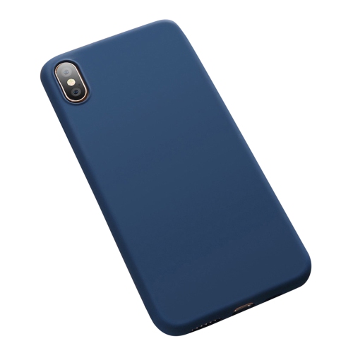 Étui souple gel de silice anti-cognement uni pour iPhone XS Max - Bleu marine