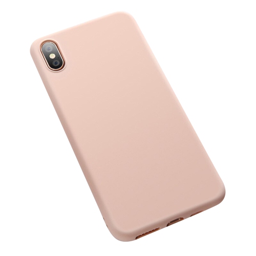 Silica Gel Solid Color Anti knock Plain Mobile Phone Cover Case For Apple iPhone XS Max - Rose Gold
