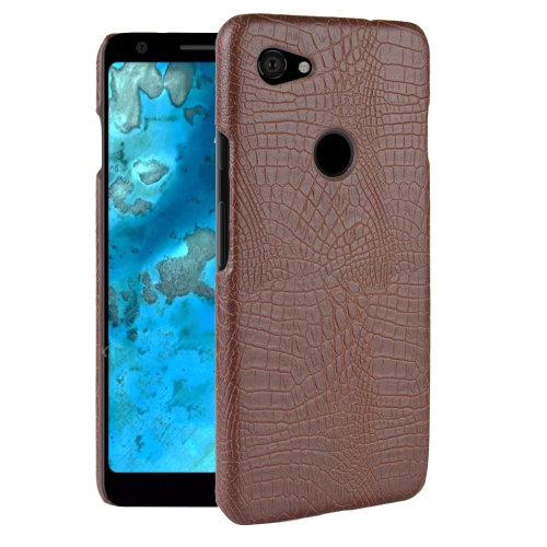 Crocodile Skin Pattern PU leather Protective Back TPU Phone Case Cover For Google Pixel 3a - Brown