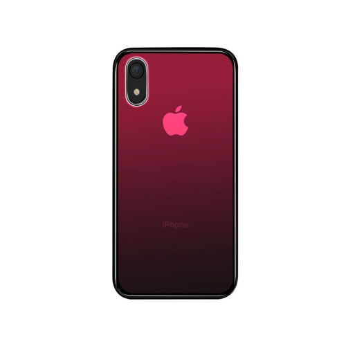 Gradient Color Glass Shell Drop Proof Aurora Cases All Inclusive Mobile Phone Cover Case For Apple iPhone XR - Red