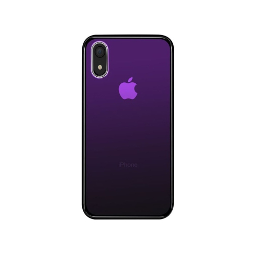 Gradient Color Glass Shell Drop Proof Aurora Cases All Inclusive Mobile Phone Cover Case For Apple iPhone XR - Purple