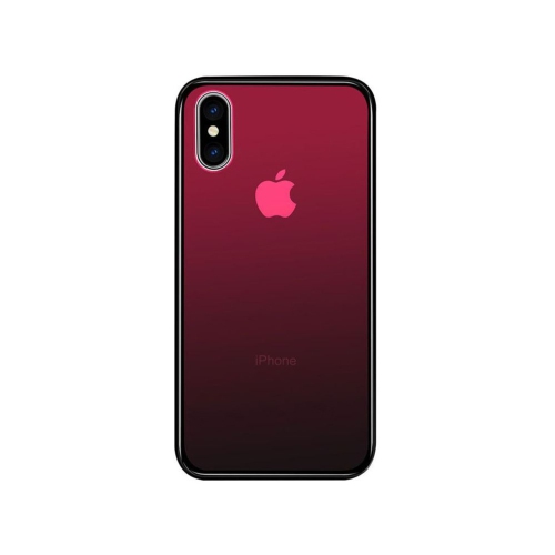 Gradient Color Glass Shell Drop Proof Aurora Cases All Inclusive Phone Cover Case For Apple iPhone X / iPhone XS - Red