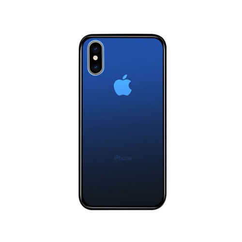 Gradient Color Glass Shell Drop Proof Aurora Cases All Inclusive Mobile Phone Cover Case For Apple iPhone XS Max - Blue