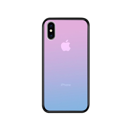 Étui souple verre dégradé couleur résistant aux chutes Aurora Étuis tout inclus pour téléphone mobile Apple iPhone XS Max - Rose