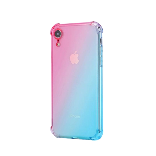 Gradient Colors Airbag Anti Shock Soft Clear Phone Cover Case For Apple iPhone XR - Blue/Pink