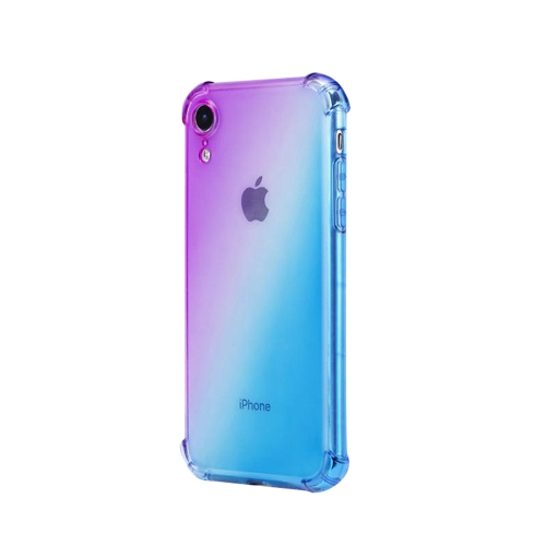 Gradient Colors Airbag Anti Shock Soft Clear Phone Cover Case For Apple iPhone X /XS - Purple/Blue