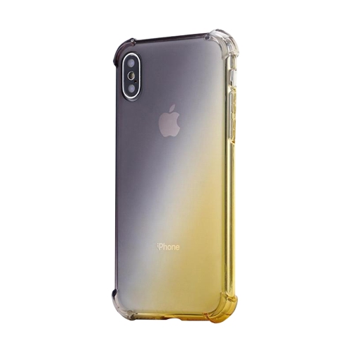 Gradient Colors Airbag Anti Shock Soft Clear Phone Cover Case For Apple iPhone XS Max - Black/Gold