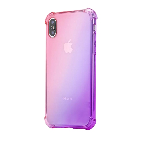 Gradient Colors Airbag Anti Shock Soft Clear Phone Cover Case For Apple iPhone XS Max - Purple/Pink