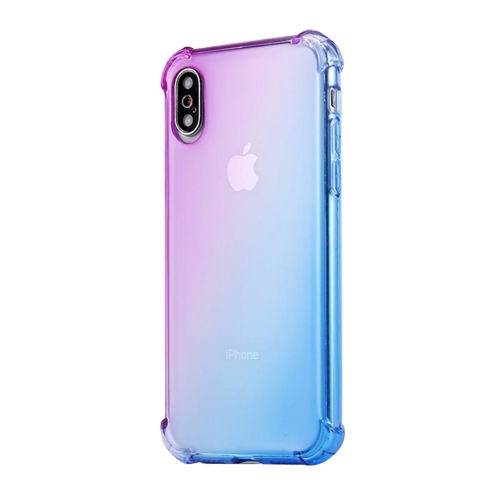 Gradient Colors Airbag Anti Shock Soft Clear Phone Cover Case For Apple iPhone XS Max - Blue/Purple