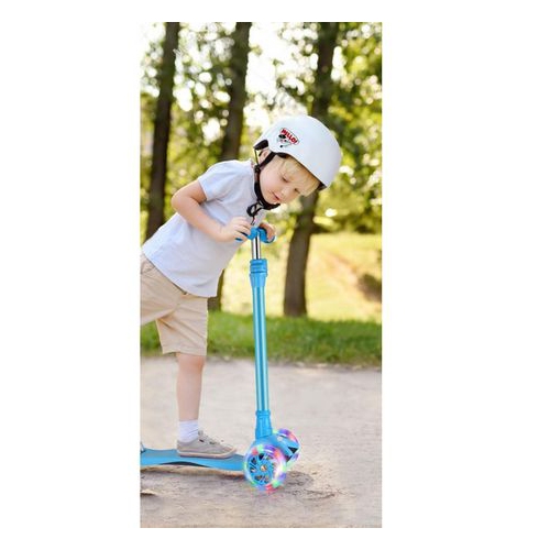 Trottinette pour enfants Rugged Racers avec hauteur ajustable et roues DEL, bleu