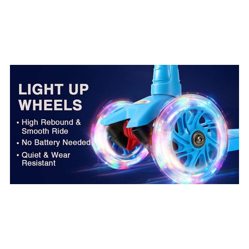 Trottinette pour enfants Rugged Racers avec hauteur ajustable et roues DEL, bleu