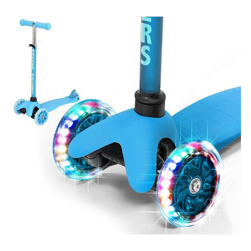 Trottinette pour enfants Rugged Racers avec hauteur ajustable et roues DEL, bleu