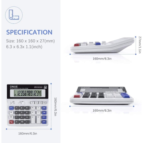 Function Scientific Electronics – calculatrices de bureau, solaire et batterie double alimentation, grand écran ACL à 12 chiffres et grand bouton