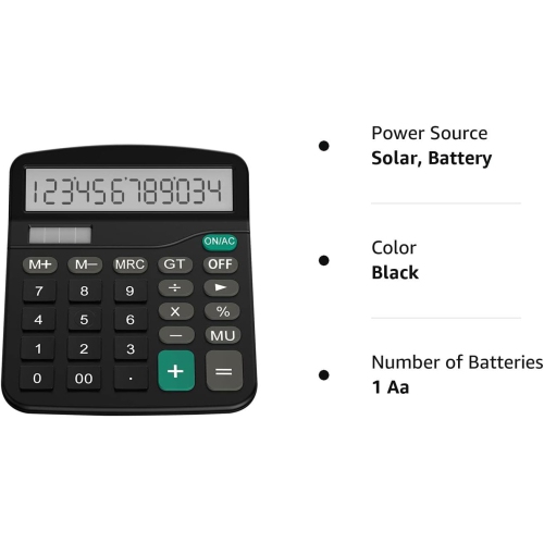 Calculatrice de bureau à fonction standard, noir