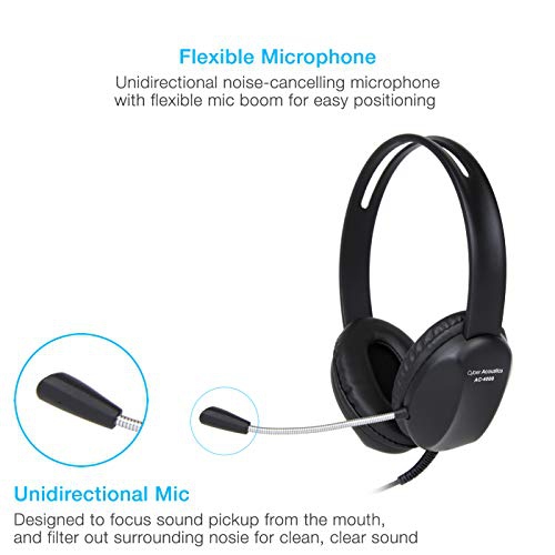 Cyber Acoustics 3.5mm Stereo Headset with Headphones and Noise Cancelling Microphone for PCs, Tablets, and Cell Phones