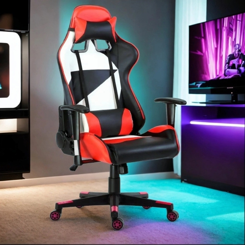 red white gaming chair