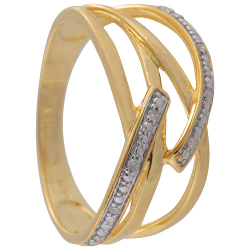 Le Reve Collection Braided Diamond 0.006ctw Ring in Gold Plated Sterling Silver - Size 5