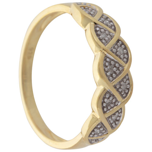 Le Reve Collection Pave Diamond 0.006ctw Ring in Gold Plated Sterling Silver - Size 5