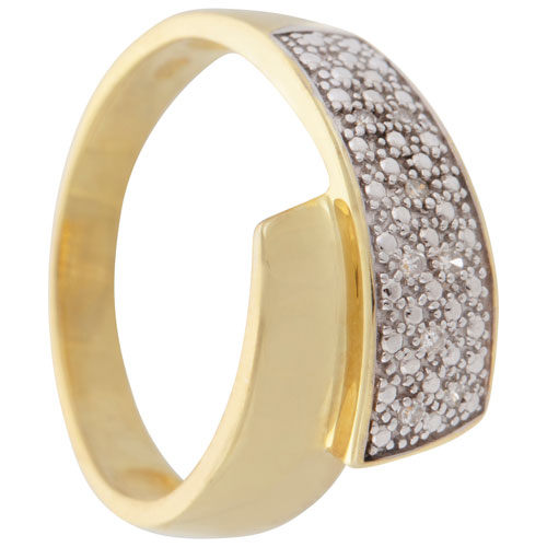 Le Reve Collection Bypass Diamond 0.006ctw Ring in Gold Plated Sterling Silver - Size 5