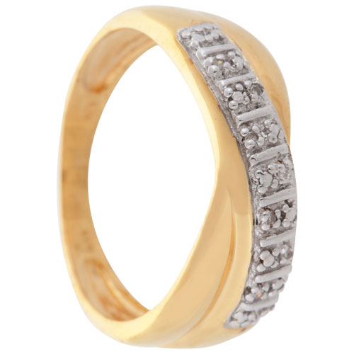 Le Reve Collection Bypass Diamond 0.0033ctw Ring in Gold Plated Sterling Silver - Size 8