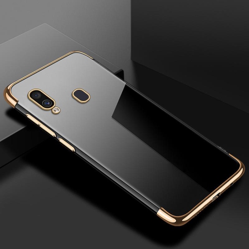 PANDACO Gold Trim Clear Case for Samsung Galaxy A20