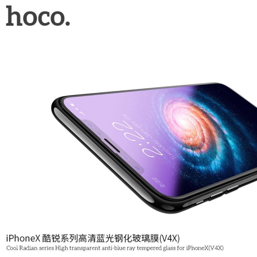 Verre trempé anti-rayon bleu haute transparent Cool Radian de HOCO pour iPhone X et V4X