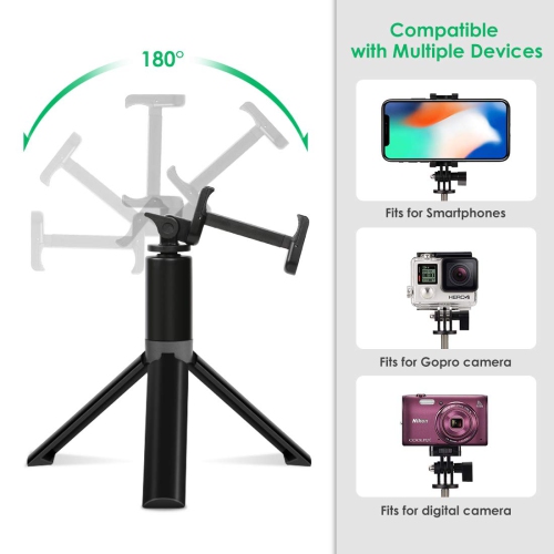 Selfie Stick Tripod, Bluetooth Selfie Stick with Tripod Stand and Detachable Wireless Remote, Extendable Monopod