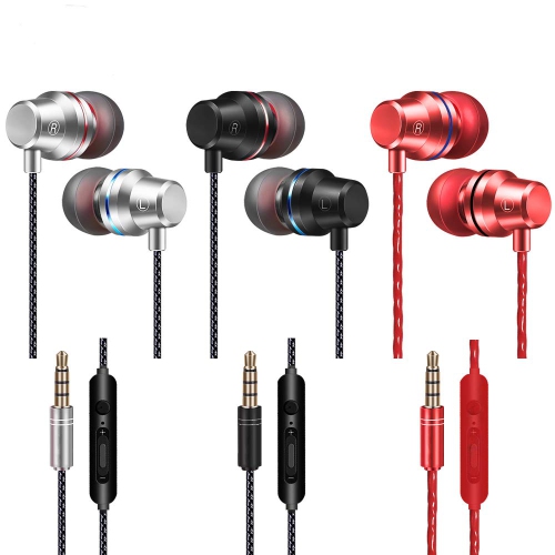 HLD  3 Packs In-Ear Earbud Headphones, Earphone With Mic And Volume Control, Balanced Bass Driven Sound, Noise Isolating
