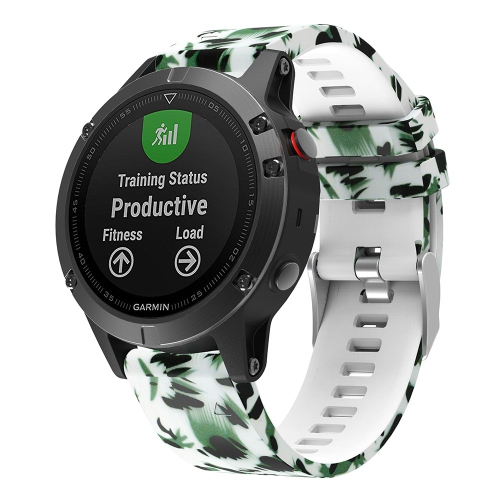 StrapsCo QuickFit 22 Silicone Rubber Watch Band Strap Compatible with Garmin Fenix 5 Forerunner 935 Instinct Jungle Camo