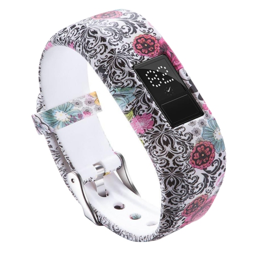 StrapsCo Silicone Rubber Watch Band Strap Compatible with Garmin Vivofit JR - Floral Paisley