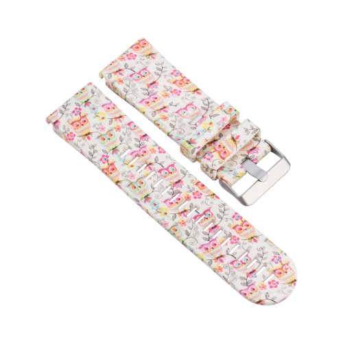 StrapsCo QuickFit 22 Silicone Rubber Watch Band Strap for Garmin Fenix 5 & Forerunner 935 & Instinct - Owls & Flowers