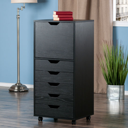 Halifax 41" 5-Drawer Composite Wood Cabinet - Black