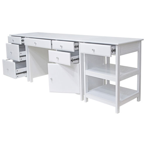 Delta Computer Desk with File Cabinet & Printer Table - White