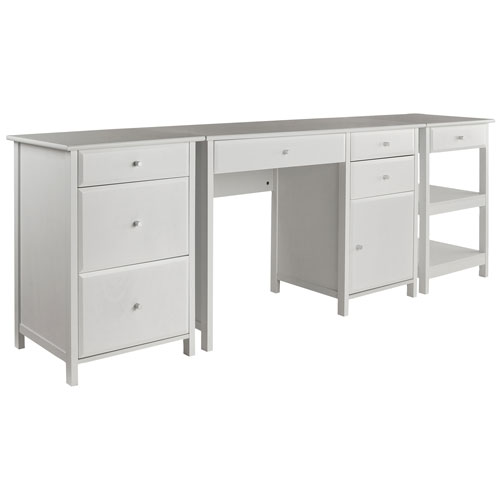 Delta Computer Desk with File Cabinet & Printer Table - White