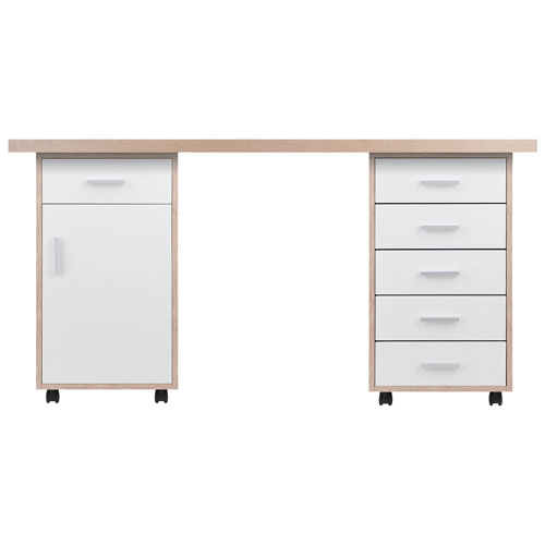 Kenner 3-Piece Modular Tabletop, 1-Drawer Cabinet & 5-Drawer Cabinet - White