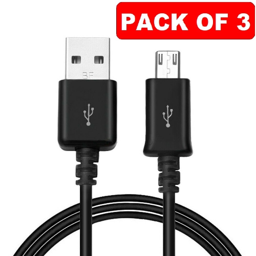 3x Micro USB Charging Cable 3ft For Samsung LG Android All Micro USB interface device(Black)