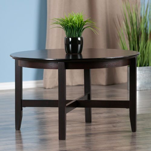 Toby Transitional Round Coffee Table, Coffee Table Espresso Round