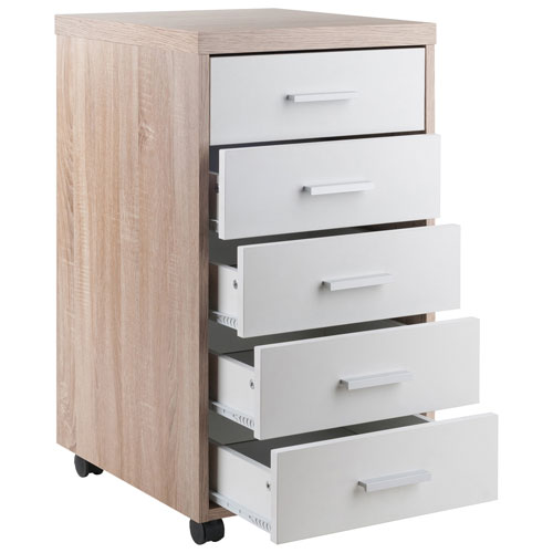 Kenner 5-Drawer Mobile Vertical Storage Cabinet - Reclaimed Wood/White