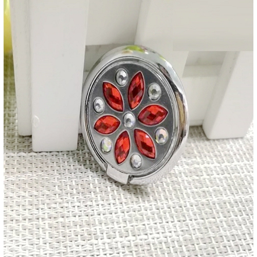 Universal Circle Flower Diamond Phone Finger Ring Stand, Red