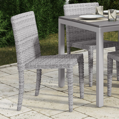 Brisbane Resin Wicker Stacking Outdoor Dining Chair Set Of 4 Blended Grey Best Canada - Stackable Patio Dining Chairs Canada