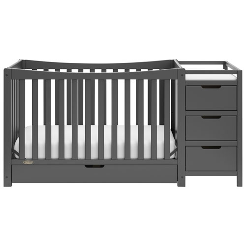 Graco Remi 4-in-1 Convertible Crib with Changing Table - Grey
