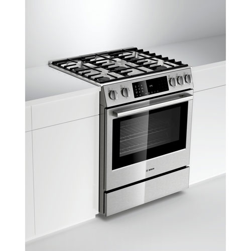 Cuisinière biénergie encastrable à 5 brûleurs avec convection véritable 4,8 pi³ 30 po de Bosch (HDI8056C) - Acier inoxydable