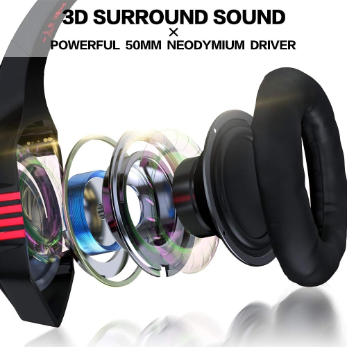 Casque de jeu pour PC Xbox One Nintendo Switch iPad Mobile, écouteurs de jeu avec micro, lampe DEL, commande de volume