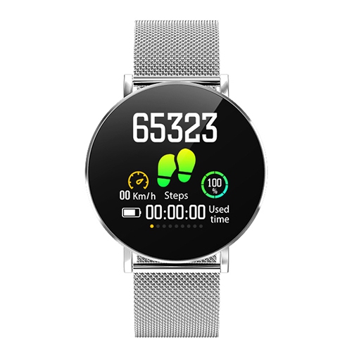 HYFAI Metal Waterproof Smart Watch Sports Heart Rate Blood Pressure Sleep Monitor Fitness Tracker Metal Wristband Silver