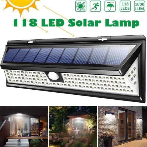 Brampton Solar 118 LED 1000LM 3 Modes Garden Solar Lamp Motion Sensor IP65 Security Light.