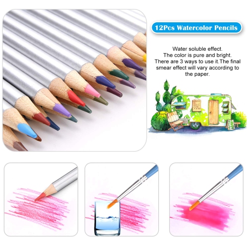 53pcs Drawing and Sketching Pencil Set, with Pencil, Watercolor Pencil, Sketching Pencil Set & Canvas Zipper Case