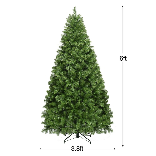 Gymax Pre-Lit 6' Artificial PVC Christmas Tree Hinged 560 LED Lights Metal Stand