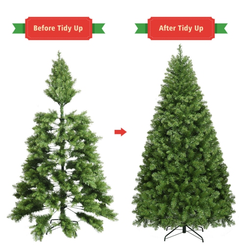 Gymax Pre-Lit 6' Artificial PVC Christmas Tree Hinged 560 LED Lights Metal Stand