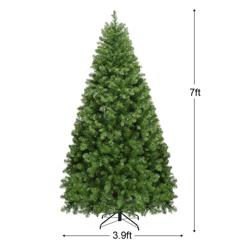 Gymax Pre-Lit 7' Artificial PVC Christmas Tree Hinged 700 LED Lights Metal Stand
